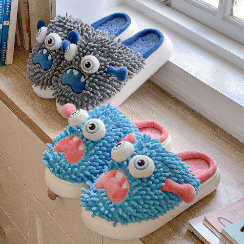 秋冬新款卡通小怪獸毛絨棉拖鞋厚底軟萌居家室內防滑保暖拖鞋女 秋冬新款卡通小怪獸毛絨棉拖鞋厚底軟萌居家室內防滑保暖拖鞋女