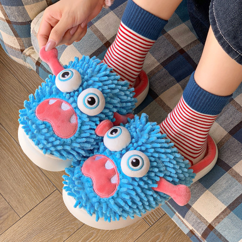 秋冬新款卡通小怪獸毛絨棉拖鞋厚底軟萌居家室內防滑保暖拖鞋女 秋冬新款卡通小怪獸毛絨棉拖鞋厚底軟萌居家室內防滑保暖拖鞋女