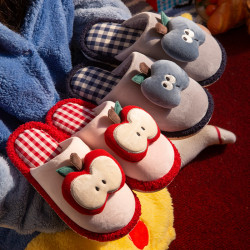 可愛卡通親子棉拖鞋女秋冬新款室內防滑保暖居家毛毛地板拖鞋男士