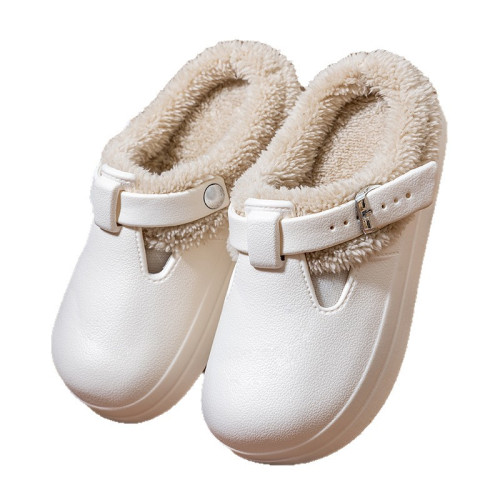 2025時尚勃肯防水加絨棉拖鞋女士新款潮流保暖加絨防滑半拖外穿