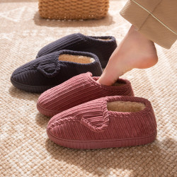 秋冬中年爸媽老人棉鞋女居家用防滑包跟加絨保暖外穿厚底男棉拖鞋