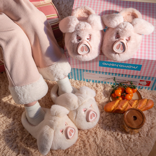 棉拖鞋女款冬季外穿可愛粉色豬豬ins少女心厚底居家毛絨保暖防滑