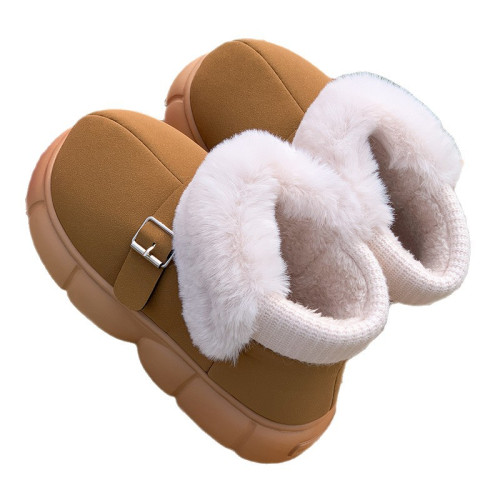 秋冬季新款防滑棉拖鞋室內厚底保暖踩屎感可外穿包跟女款雪地靴