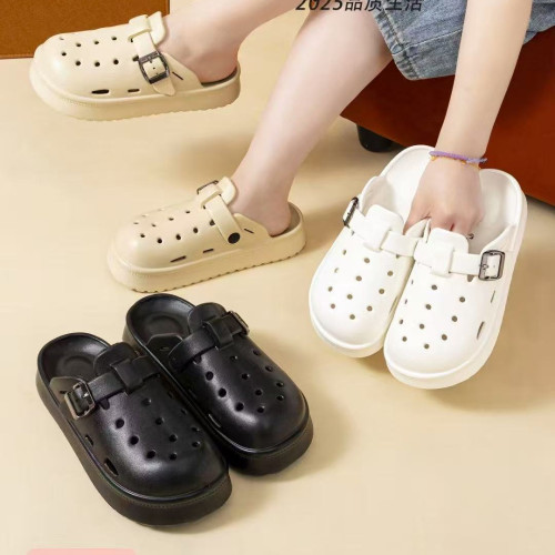 2025新款厚底包頭洞洞鞋女夏季外穿INS沙灘勃肯半拖防滑 2025新款厚底包頭洞洞鞋女夏季外穿INS沙灘勃肯半拖防滑