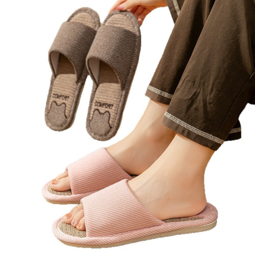 四季防滑親膚亞麻涼拖鞋秋冬涼爽透氣保暖居家舒適靜音拖鞋