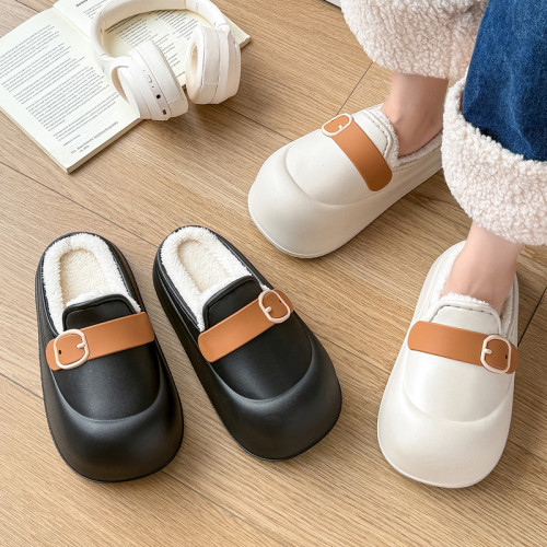 防水棉拖鞋女秋冬季外穿毛絨保暖eva厚底防滑女士半包頭棉拖 防水棉拖鞋女秋冬季外穿毛絨保暖eva厚底防滑女士半包頭棉拖