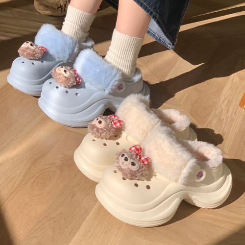 女秋冬EVA防寒保暖棉拖鞋厚底可愛毛絨洞洞鞋居家外穿兩穿拖 女秋冬EVA防寒保暖棉拖鞋厚底可愛毛絨洞洞鞋居家外穿兩穿拖