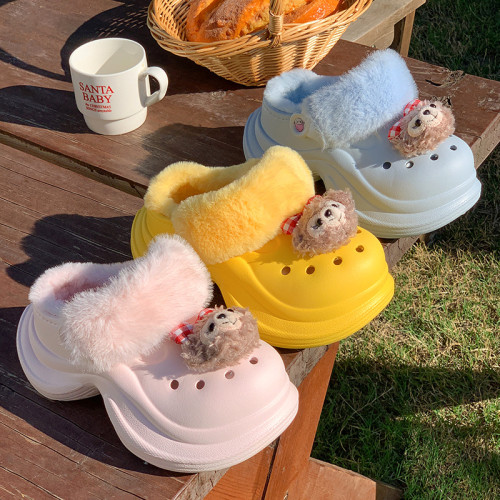 女秋冬EVA防寒保暖棉拖鞋厚底可愛毛絨洞洞鞋居家外穿兩穿拖 女秋冬EVA防寒保暖棉拖鞋厚底可愛毛絨洞洞鞋居家外穿兩穿拖