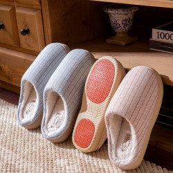 日式靜音棉拖鞋女款秋冬季2025新款家居室內防滑軟底無聲地板棉拖