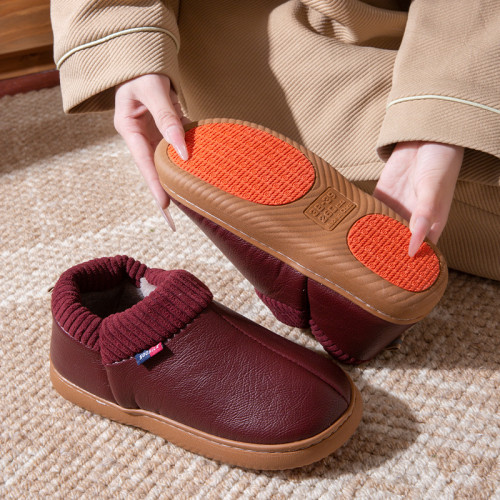 老人防滑棉鞋女冬季加絨保暖居家皮面防水中老年爸媽棉拖鞋包跟男 老人防滑棉鞋女冬季加絨保暖居家皮面防水中老年爸媽棉拖鞋包跟男