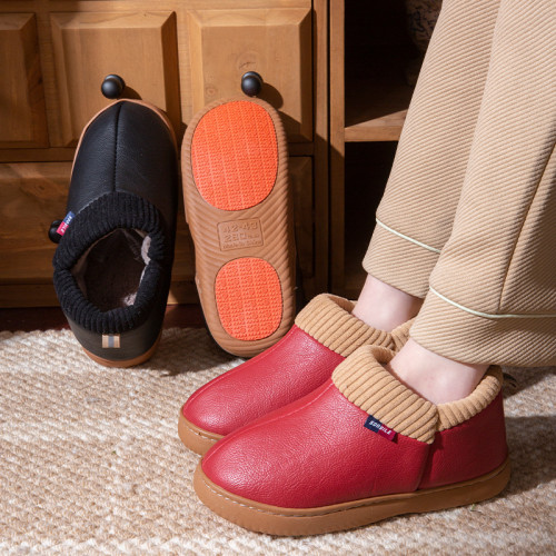 老人防滑棉鞋女冬季加絨保暖居家皮面防水中老年爸媽棉拖鞋包跟男 老人防滑棉鞋女冬季加絨保暖居家皮面防水中老年爸媽棉拖鞋包跟男