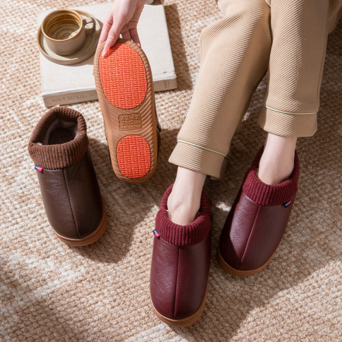 老人防滑棉鞋女冬季加絨保暖居家皮面防水中老年爸媽棉拖鞋包跟男 老人防滑棉鞋女冬季加絨保暖居家皮面防水中老年爸媽棉拖鞋包跟男