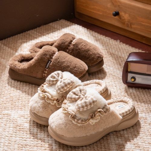 可愛蝴蝶結棉拖鞋女秋冬季2025新款室內家居保暖加絨厚底毛毛拖鞋 可愛蝴蝶結棉拖鞋女秋冬季2025新款室內家居保暖加絨厚底毛毛拖鞋