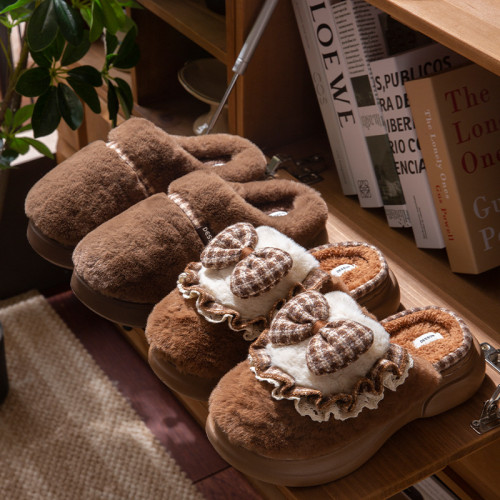 可愛蝴蝶結棉拖鞋女秋冬季2025新款室內家居保暖加絨厚底毛毛拖鞋 可愛蝴蝶結棉拖鞋女秋冬季2025新款室內家居保暖加絨厚底毛毛拖鞋