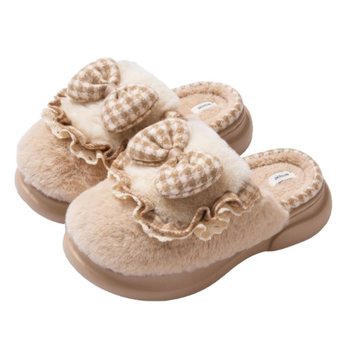 可愛蝴蝶結棉拖鞋女秋冬季2025新款室內家居保暖加絨厚底毛毛拖鞋 可愛蝴蝶結棉拖鞋女秋冬季2025新款室內家居保暖加絨厚底毛毛拖鞋