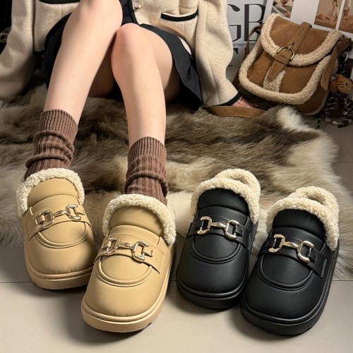 包跟棉拖鞋女款冬季一腳蹬平底豆豆鞋月子加絨保暖棉鞋孕婦樂福鞋 包跟棉拖鞋女款冬季一腳蹬平底豆豆鞋月子加絨保暖棉鞋孕婦樂福鞋