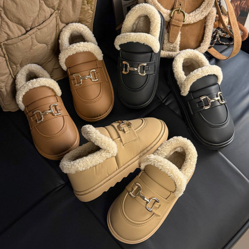 包跟棉拖鞋女款冬季一腳蹬平底豆豆鞋月子加絨保暖棉鞋孕婦樂福鞋 包跟棉拖鞋女款冬季一腳蹬平底豆豆鞋月子加絨保暖棉鞋孕婦樂福鞋