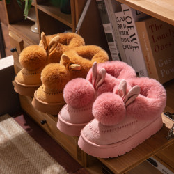 包跟棉拖鞋女冬季外穿可愛毛球室內家居加厚毛絨保暖防滑高幫棉鞋