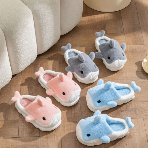 可愛鯨魚兒童棉拖鞋女童冬季室內加絨保暖厚底防滑親子毛毛拖鞋男 可愛鯨魚兒童棉拖鞋女童冬季室內加絨保暖厚底防滑親子毛毛拖鞋男