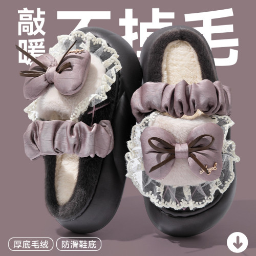 歐式蝴蝶結棉拖鞋女款2025新款秋冬季室內家居可愛毛毛絨棉拖女士 歐式蝴蝶結棉拖鞋女款2025新款秋冬季室內家居可愛毛毛絨棉拖女士