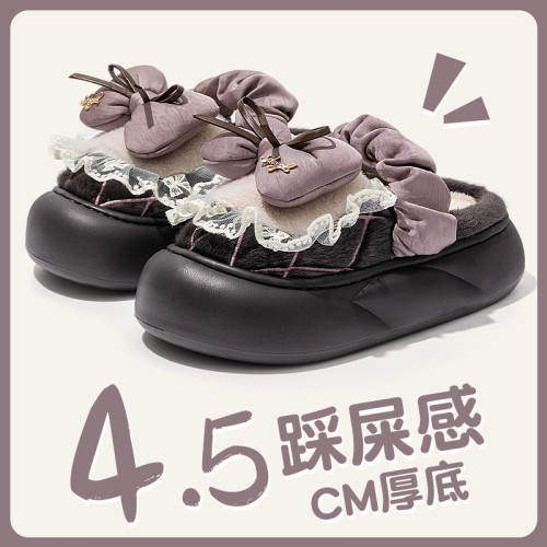 歐式蝴蝶結棉拖鞋女款2025新款秋冬季室內家居可愛毛毛絨棉拖女士 歐式蝴蝶結棉拖鞋女款2025新款秋冬季室內家居可愛毛毛絨棉拖女士