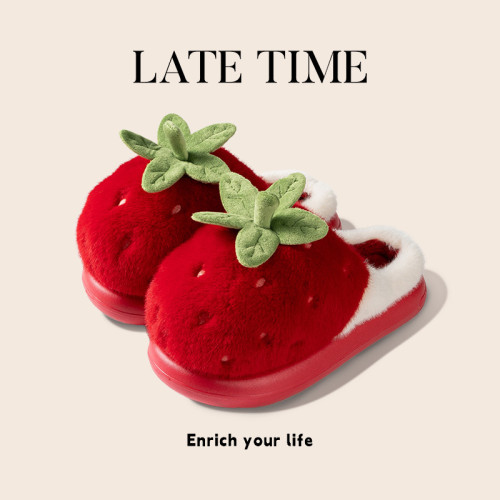 latetime可愛草莓棉拖鞋女款冬季2025新款室內家居保暖毛毛月子鞋 latetime可愛草莓棉拖鞋女款冬季2025新款室內家居保暖毛毛月子鞋