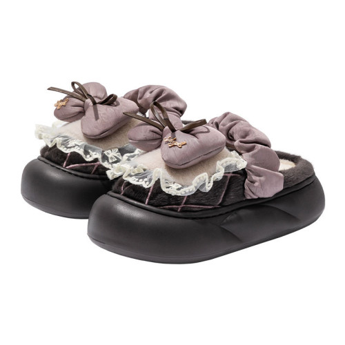 蝴蝶結棉拖鞋女款秋冬季外穿加絨保暖室內家居防滑毛毛拖棉拖女款 蝴蝶結棉拖鞋女款秋冬季外穿加絨保暖室內家居防滑毛毛拖棉拖女款