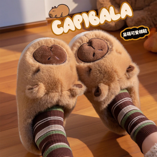 卡皮巴拉棉拖鞋女秋冬季2025新款室內防滑保暖加絨親子毛毛拖鞋男 卡皮巴拉棉拖鞋女秋冬季2025新款室內防滑保暖加絨親子毛毛拖鞋男