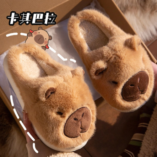 卡皮巴拉棉拖鞋女秋冬季2025新款室內防滑保暖加絨親子毛毛拖鞋男 卡皮巴拉棉拖鞋女秋冬季2025新款室內防滑保暖加絨親子毛毛拖鞋男