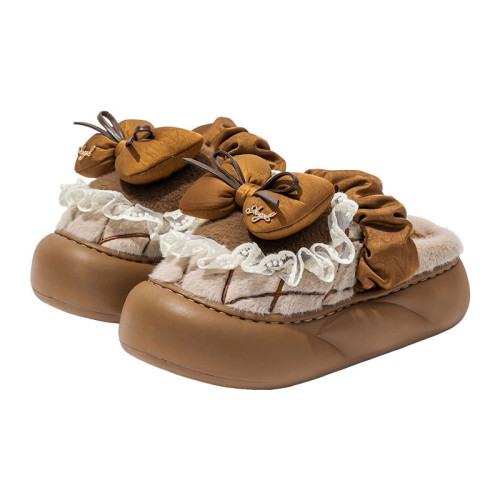 蝴蝶結棉拖鞋女款秋冬季外穿加絨保暖室內家居防滑毛毛拖棉拖女款 蝴蝶結棉拖鞋女款秋冬季外穿加絨保暖室內家居防滑毛毛拖棉拖女款