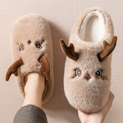 踩屎感棉拖鞋男士秋冬季2025新款家居用室內可愛卡通毛毛絨拖鞋男