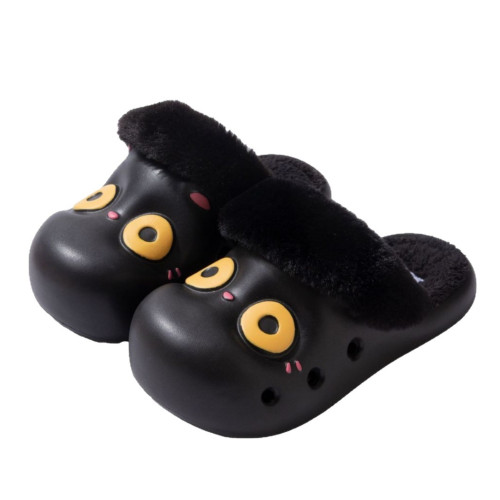 可愛軟萌大眼睛棉拖鞋女款2025冬季室內家居毛拖厚底保暖防水棉套