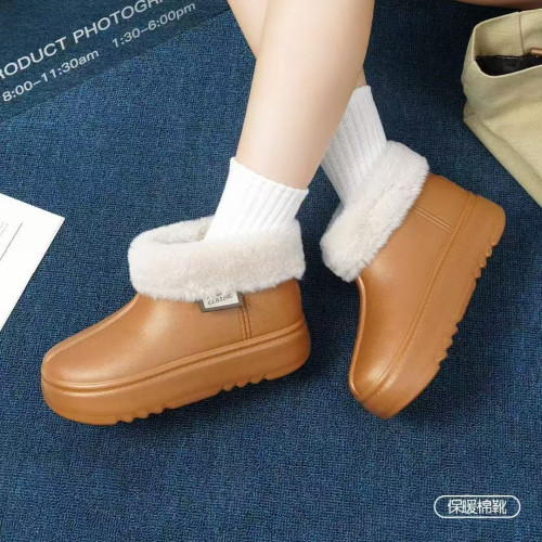 2025新款棉鞋家居保暖女士冬季防滑EVA厚底毛絨外穿時尚雪地靴