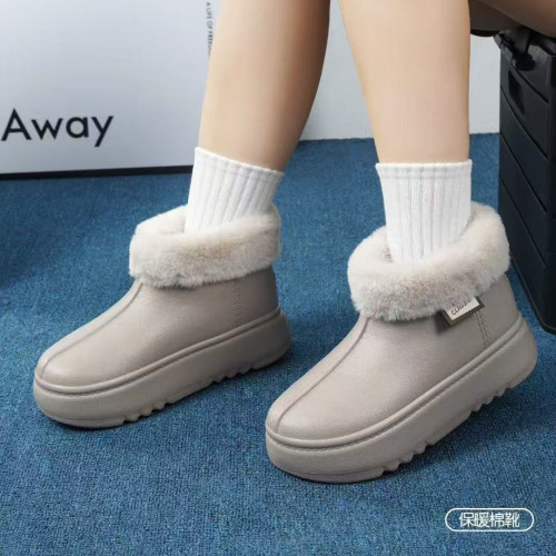2025新款棉鞋家居保暖女士冬季防滑EVA厚底毛絨外穿時尚雪地靴