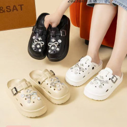 2025新款厚底包頭洞洞鞋女夏季外穿INS沙灘勃肯半拖防滑