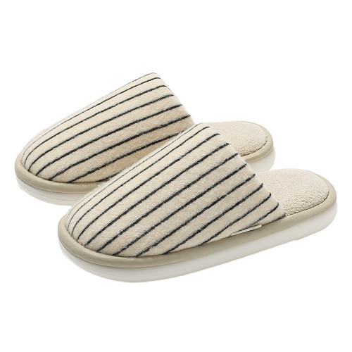 條紋棉拖鞋女秋冬季家居室內毛絨保暖情侶家用軟底防滑棉拖男 條紋棉拖鞋女秋冬季家居室內毛絨保暖情侶家用軟底防滑棉拖男