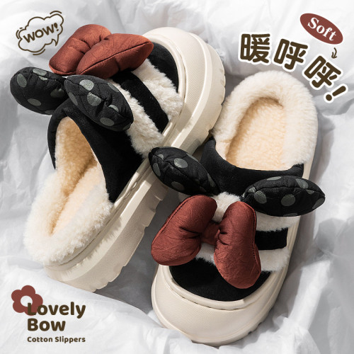 可愛蝴蝶結棉拖鞋女款外穿2025秋冬新款居家防滑加絨厚底毛毛棉鞋 可愛蝴蝶結棉拖鞋女款外穿2025秋冬新款居家防滑加絨厚底毛毛棉鞋