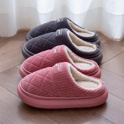 厚底家居棉拖鞋女士秋冬季2025新款室內防滑保暖毛毛絨棉拖男冬天