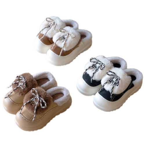 新款冬款厚底毛絨棉拖鞋女可愛系帶保暖加絨防滑外穿居家情侶棉鞋 新款冬款厚底毛絨棉拖鞋女可愛系帶保暖加絨防滑外穿居家情侶棉鞋