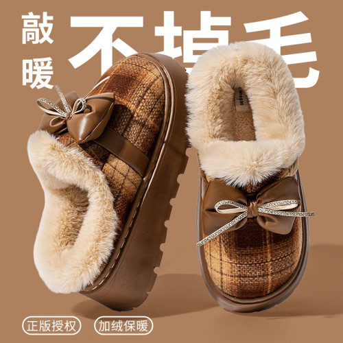 蝴蝶結棉拖鞋女時尚外穿5新冬季室內家居厚底保暖半包跟棉拖 蝴蝶結棉拖鞋女時尚外穿5新冬季室內家居厚底保暖半包跟棉拖
