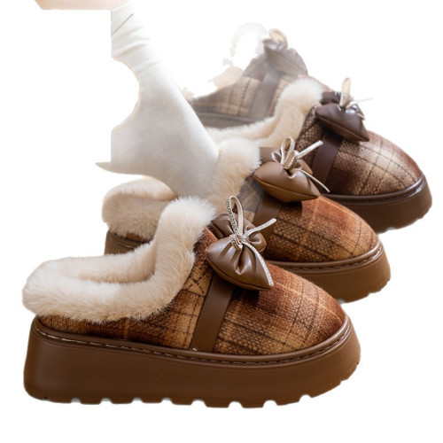 蝴蝶結棉拖鞋女時尚外穿5新冬季室內家居厚底保暖半包跟棉拖 蝴蝶結棉拖鞋女時尚外穿5新冬季室內家居厚底保暖半包跟棉拖