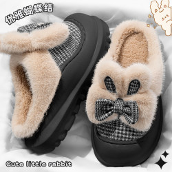 毛絨絨棉拖鞋女款2025新款室內家居月子保暖防滑厚底棉拖女可外穿