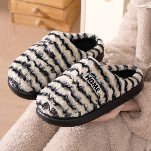 條紋毛絨棉拖鞋男士5新秋冬季加厚保暖居家室內軟底月子鞋女 條紋毛絨棉拖鞋男士5新秋冬季加厚保暖居家室內軟底月子鞋女