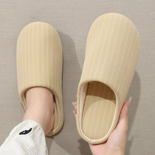 包頭條紋亞麻拖鞋男春秋室內家居輕音居家用四季棉麻布女新款