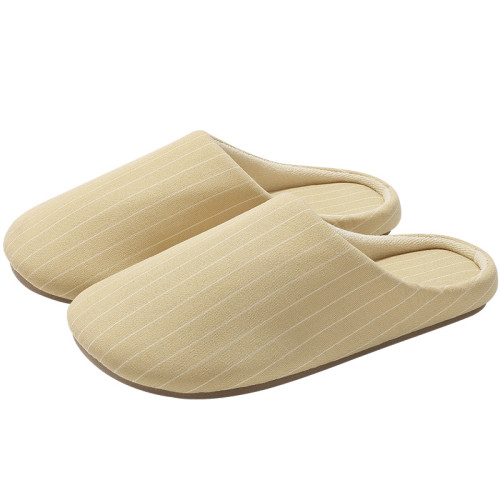 包頭條紋亞麻拖鞋男春秋室內家居輕音居家用四季棉麻布女新款