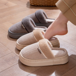 踩屎感棉拖鞋女秋冬季2025新款室內家居防滑厚底保暖毛毛絨棉拖男