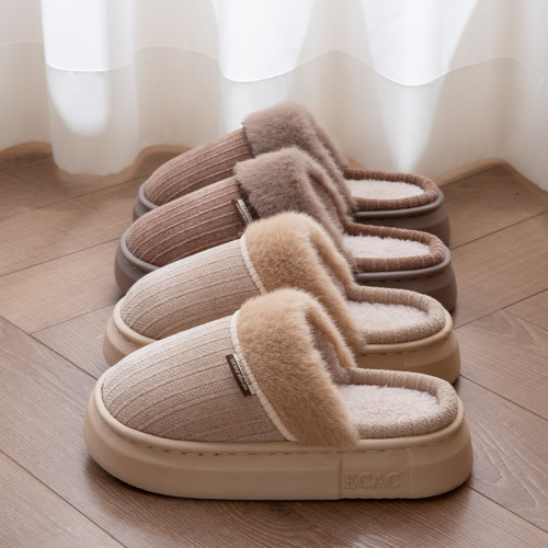 踩屎感棉拖鞋女秋冬季2025新款室內家居防滑厚底保暖毛毛絨棉拖男