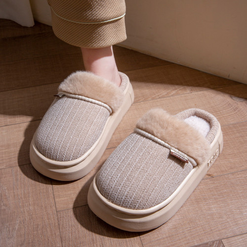 踩屎感棉拖鞋女秋冬季2025新款室內家居防滑厚底保暖毛毛絨棉拖男