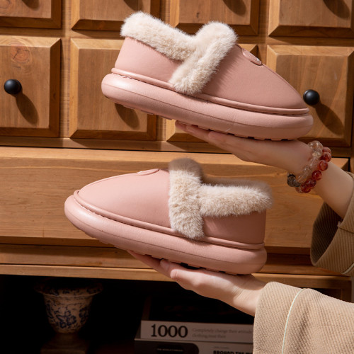 PU防水棉鞋女士冬季家用室內厚底加絨中老年保暖外穿包跟棉拖鞋男 PU防水棉鞋女士冬季家用室內厚底加絨中老年保暖外穿包跟棉拖鞋男