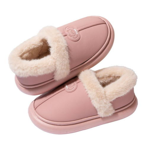 PU防水棉鞋女士冬季家用室內厚底加絨中老年保暖外穿包跟棉拖鞋男 PU防水棉鞋女士冬季家用室內厚底加絨中老年保暖外穿包跟棉拖鞋男